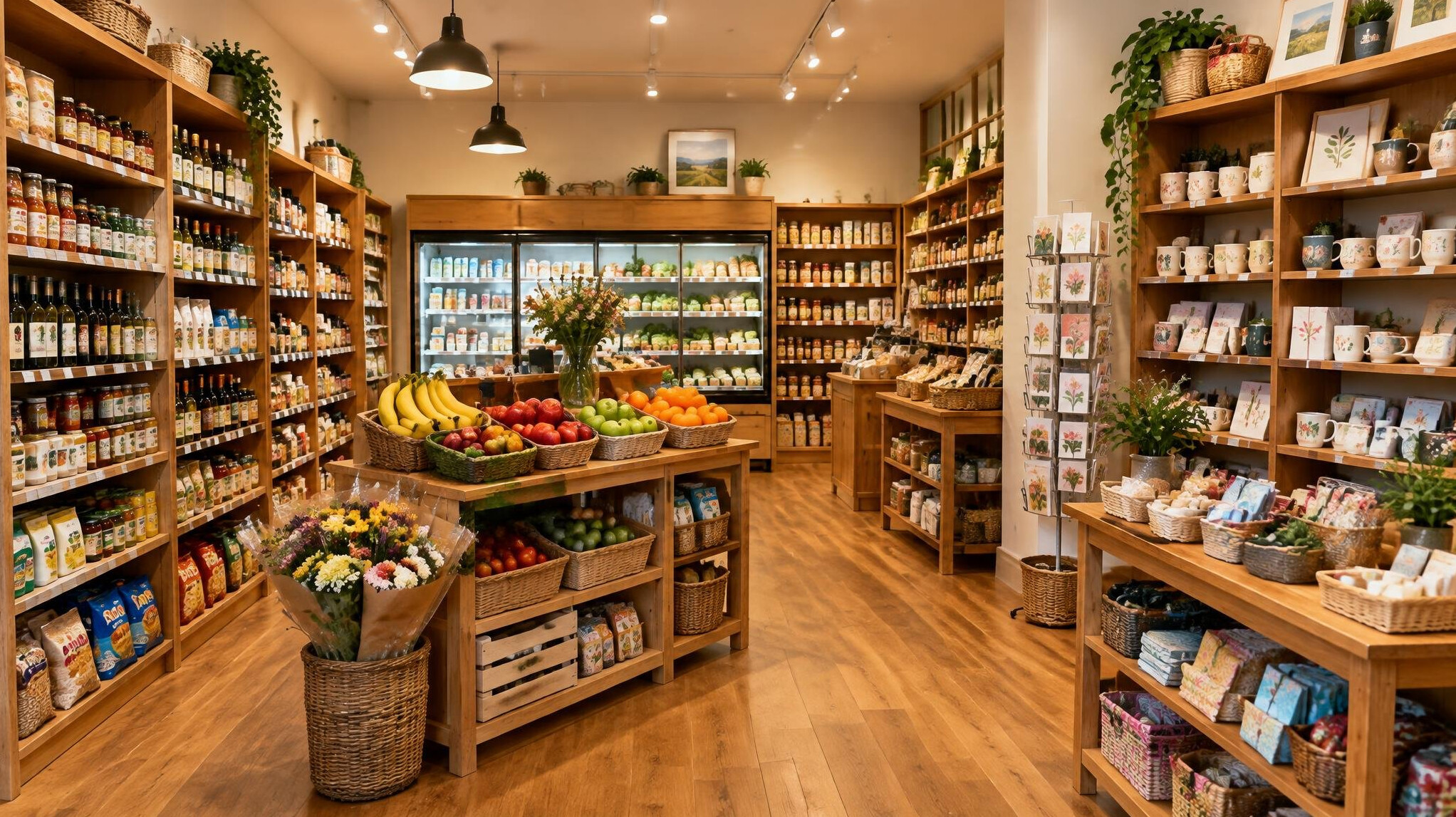 Interior of a neighbourhood store with tidy shelves